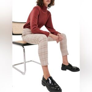 Saba Anastasia Check Pull On Stretch Cropped Dress Pants